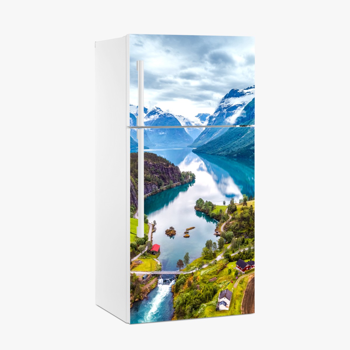 Fridge sticker Norway fjord aerial landscape