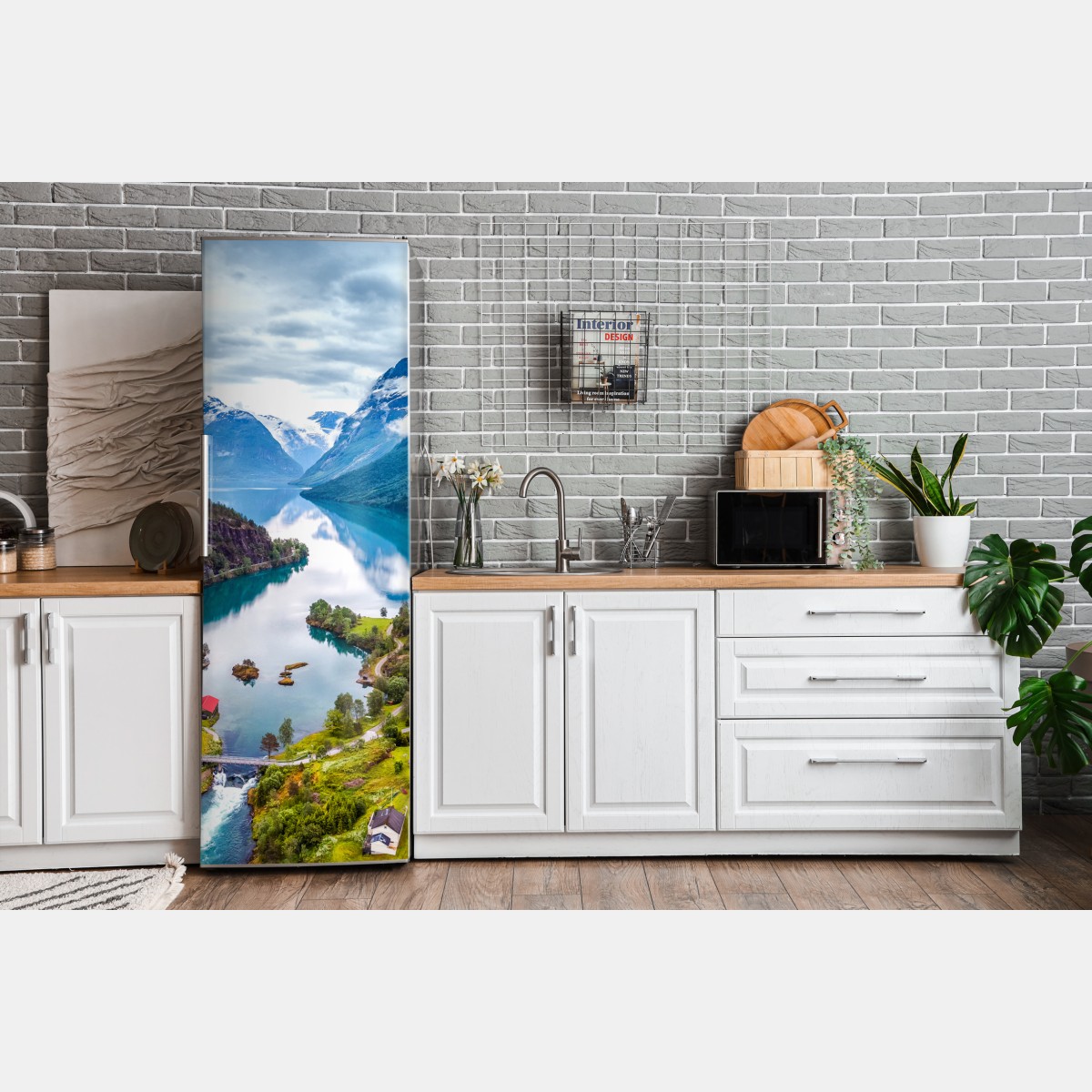 Naklejka na lodówkę Norwegia fjord z lotu ptaka – Wallissimo® Naklejka na lodówkę Norwegia fjord z lotu ptaka – Wallissimo®