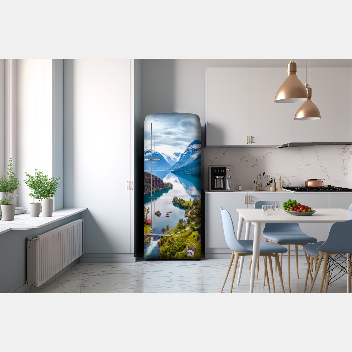 Naklejka na lodówkę Norwegia fjord z lotu ptaka – Wallissimo® Naklejka na lodówkę Norwegia fjord z lotu ptaka – Wallissimo®