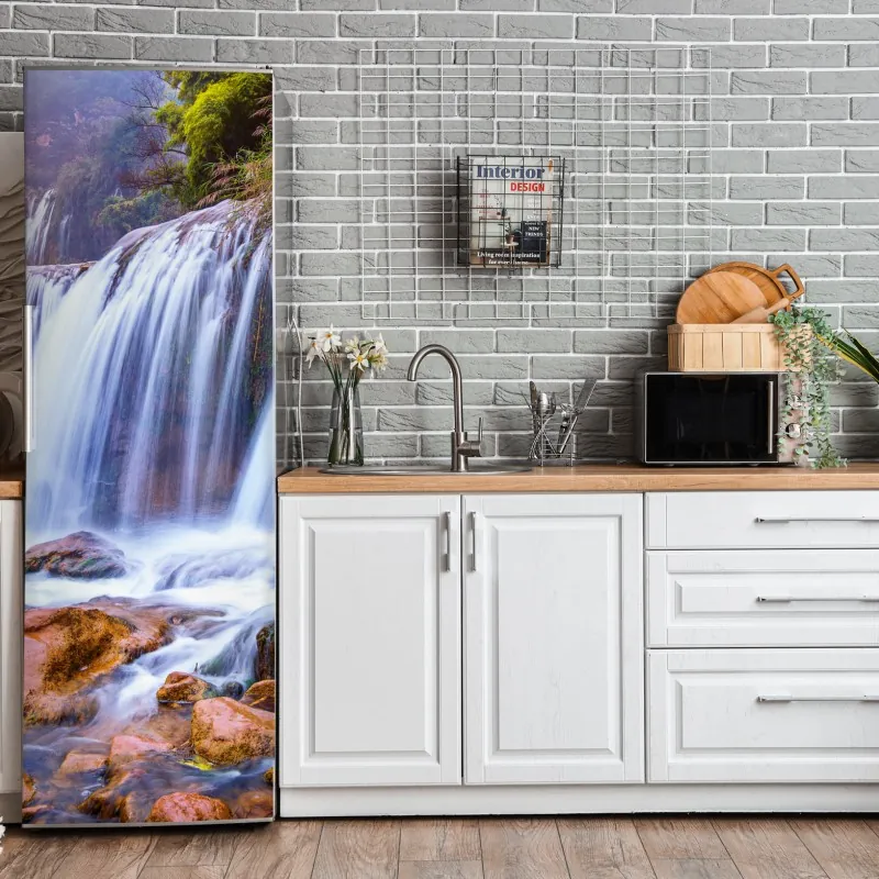 Naklejka na lodówkę oceaniczny błękit i złote zawirowania – Wallissimo®