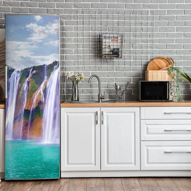 Naklejka na lodówkę trzy dmuchawce na turkusowym tle – Wallissimo®