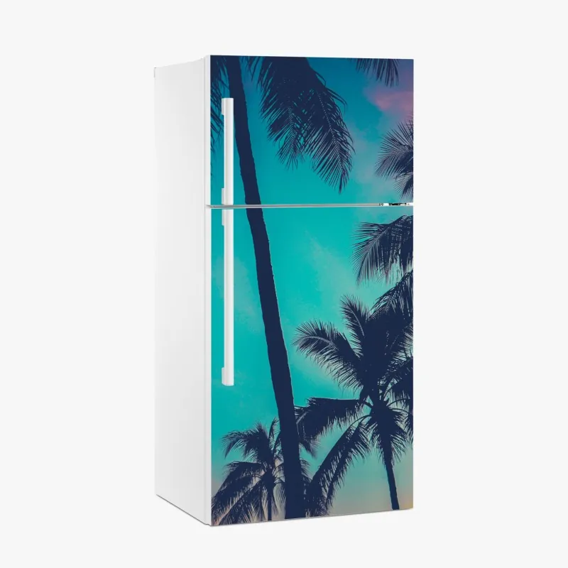 Naklejka na lodówkę vintage palmy na Hawajach o zachodzie słońca