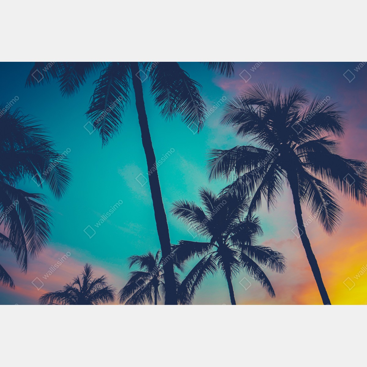 Naklejka na lodówkę vintage palmy na Hawajach o zachodzie słońca – Wallissimo® Naklejka na lodówkę vintage palmy na Hawajach o zachodzie słońca – Wallissimo®