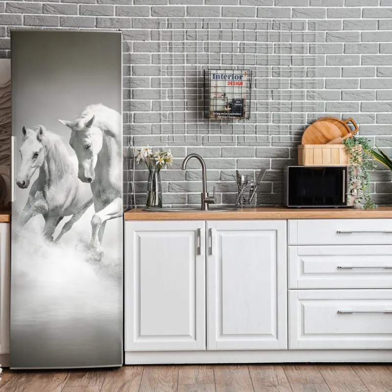 Naklejka na lodówkę wzór tropikalnych liści monstery – Wallissimo®