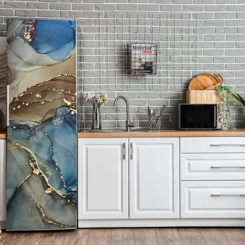 Naklejka na lodówkę spokojne monochromatyczne jezioro z odbiciami – Wallissimo®