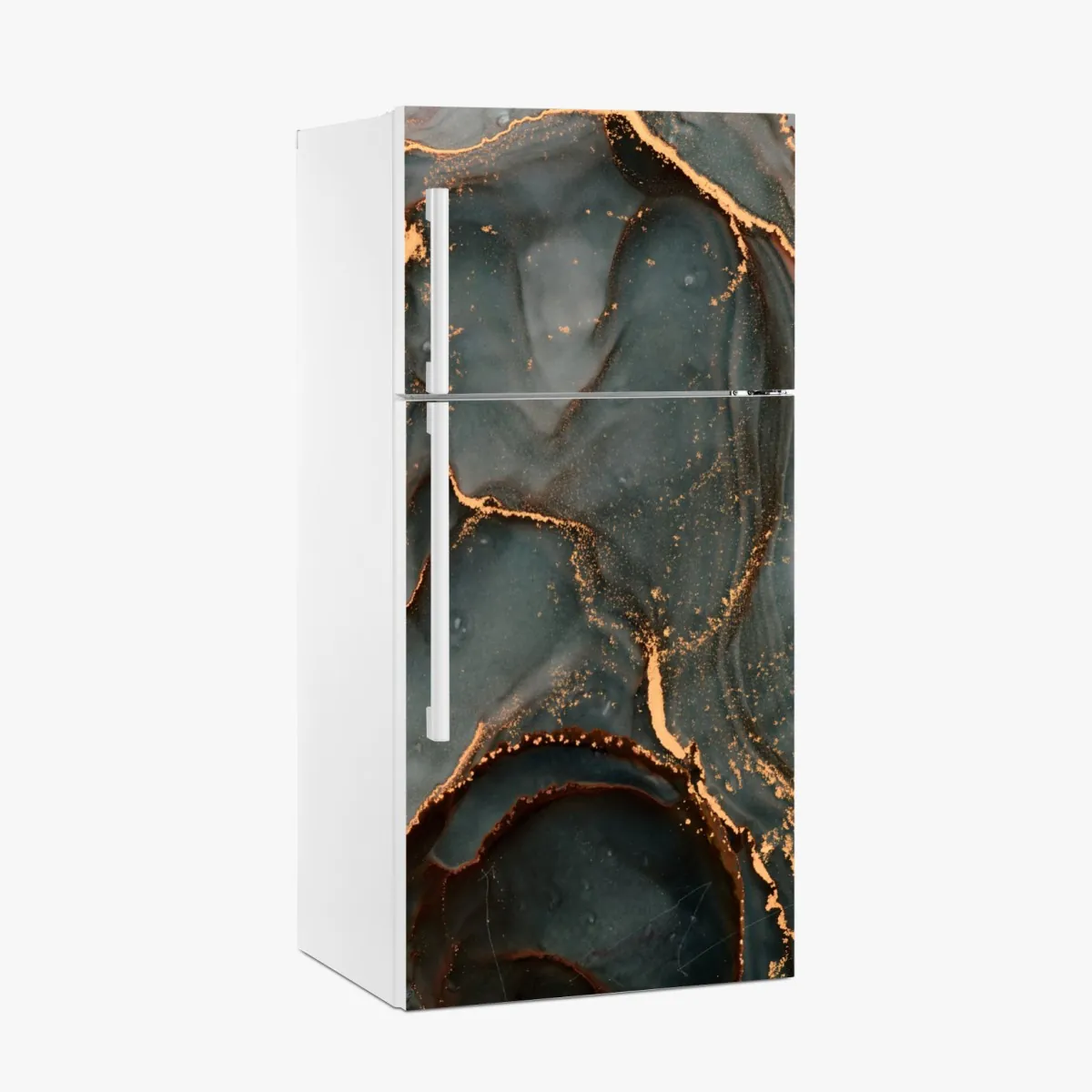 Naklejka na lodówkę luksusowa abstrakcja turkus z złotymi żyłami – Wallissimo® Naklejka na lodówkę luksusowa abstrakcja turkus z złotymi żyłami – Wallissimo®