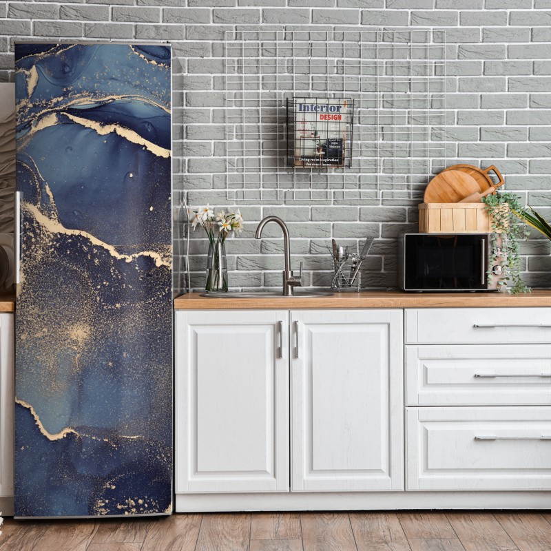 Naklejka na lodówkę różowe akwarelowe kwiaty na czarnym tle – Wallissimo®