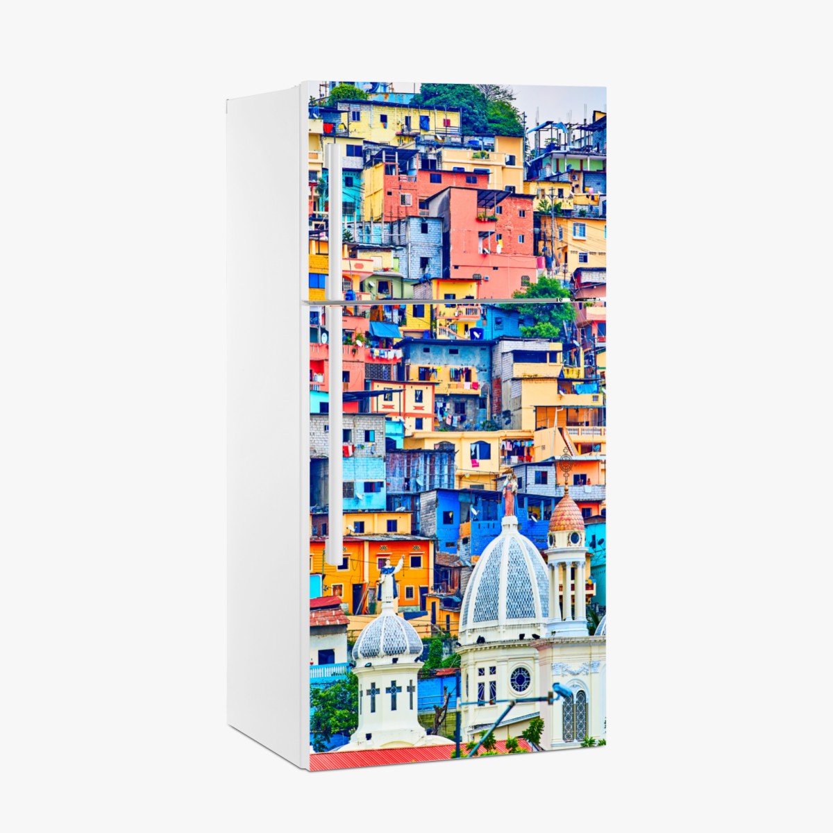 Fridge sticker colorful houses of Las Peñas on Santa Ana Hill, Guayaquil