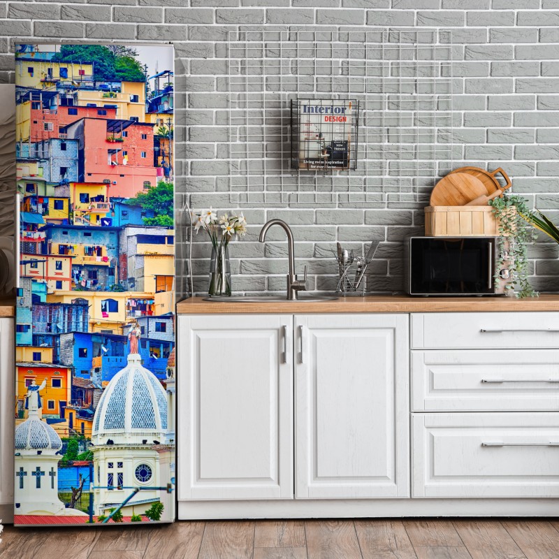 Naklejka na lodówkę złoto-czarny marmurowy wir abstrakcyjny – Wallissimo®