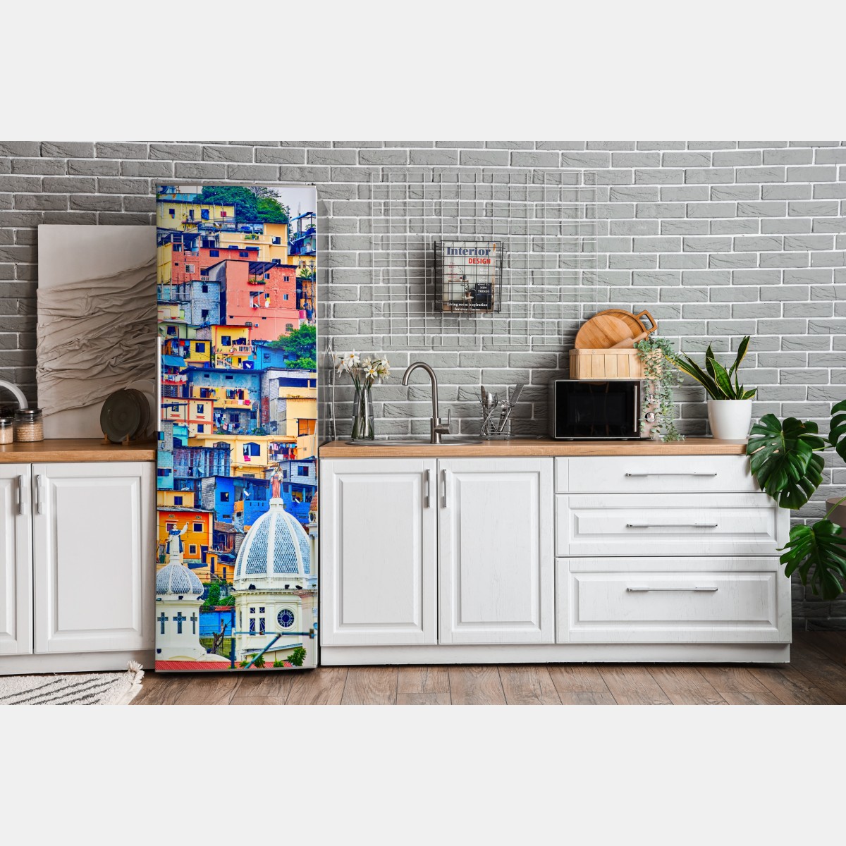 Naklejka na lodówkę kolorowe domy Las Peñas na wzgórzu Santa Ana, Guayaquil – Wallissimo® Naklejka na lodówkę kolorowe domy Las Peñas na wzgórzu Santa Ana, Guayaquil – Wallissimo®