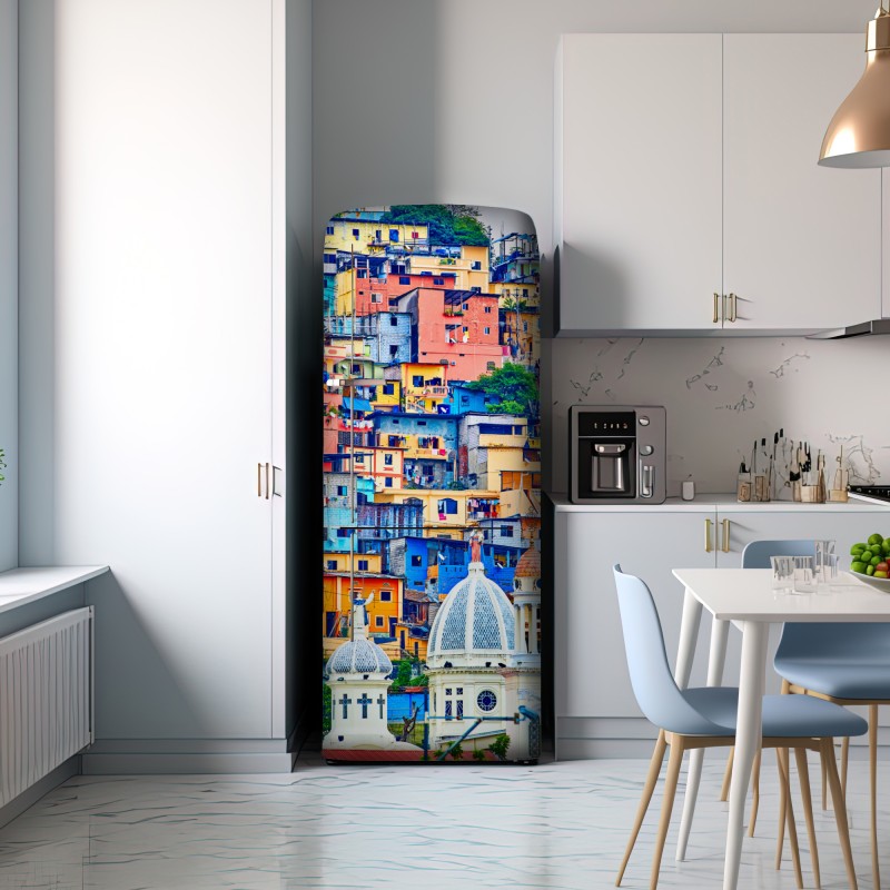 Naklejka na lodówkę kolorowe domy Las Peñas na wzgórzu Santa Ana, Guayaquil – Wallissimo® Naklejka na lodówkę kolorowe domy Las Peñas na wzgórzu Santa Ana, Guayaquil – Wallissimo®