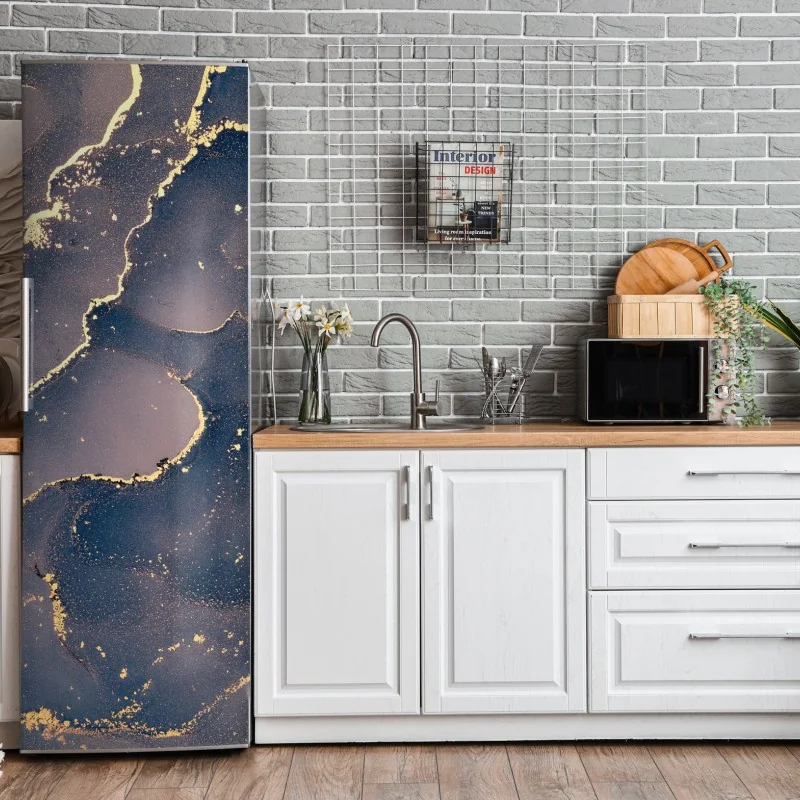 Naklejka na lodówkę granatowo-złota marmurowa abstrakcja – Wallissimo® Naklejka na lodówkę granatowo-złota marmurowa abstrakcja – Wallissimo®