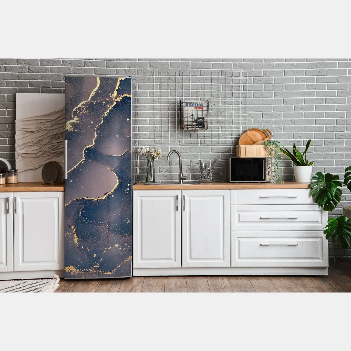Naklejka na lodówkę granatowo-złota marmurowa abstrakcja – Wallissimo® Naklejka na lodówkę granatowo-złota marmurowa abstrakcja – Wallissimo®