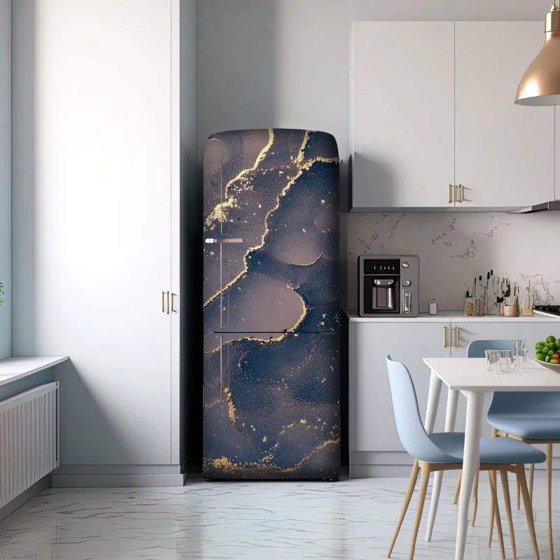 Naklejka na lodówkę granatowo-złota marmurowa abstrakcja – Wallissimo® Naklejka na lodówkę granatowo-złota marmurowa abstrakcja – Wallissimo®