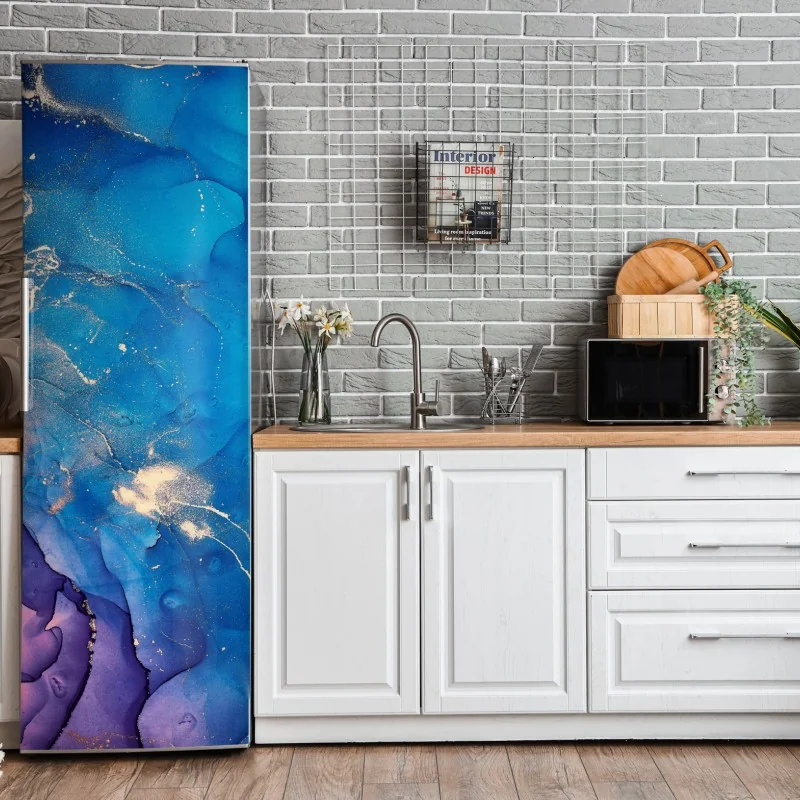 Naklejka na lodówkę złote liście w stylu line art – Wallissimo®