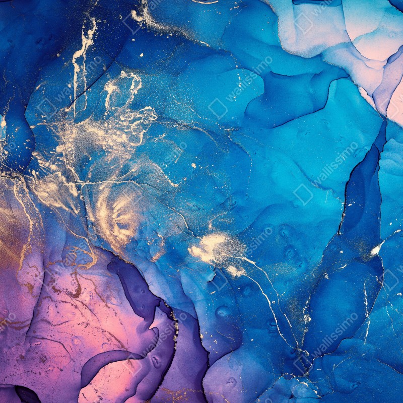 Naklejka na lodówkę niebieska marmurowa abstrakcja z atramentu alkoholowego – Wallissimo® Naklejka na lodówkę niebieska marmurowa abstrakcja z atramentu alkoholowego – Wallissimo®