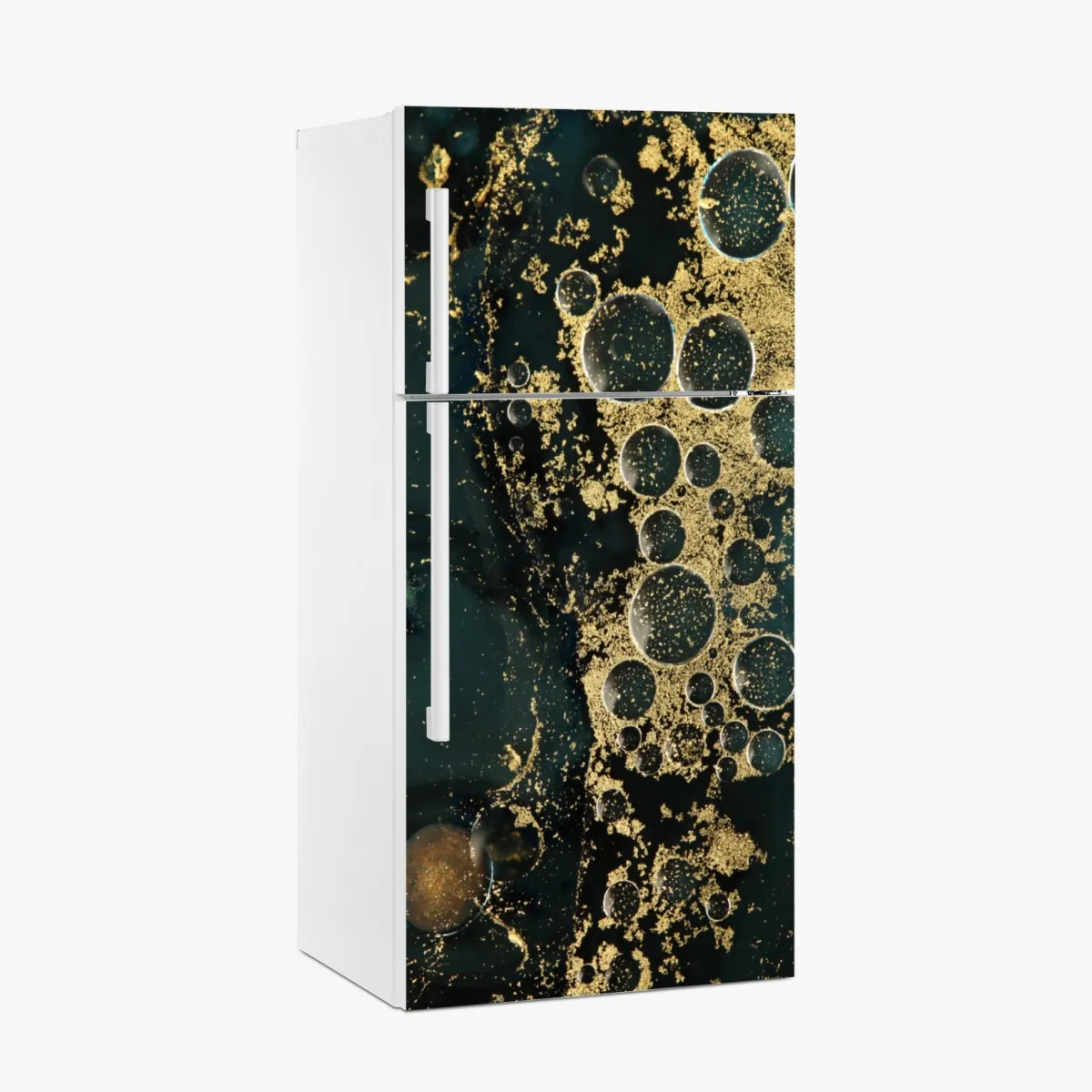 Naklejka na lodówkę turkusowo-złota abstrakcyjna marmurkowa faktura – Wallissimo® Naklejka na lodówkę turkusowo-złota abstrakcyjna marmurkowa faktura – Wallissimo®