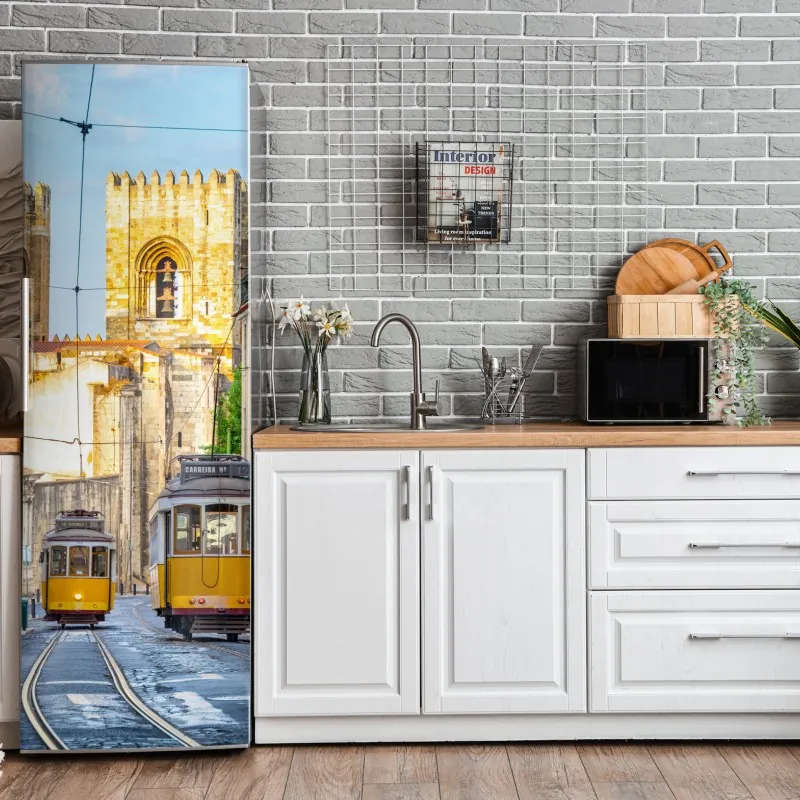 Naklejka na lodówkę elegancka monochromatyczna gałąź orchidei – Wallissimo®