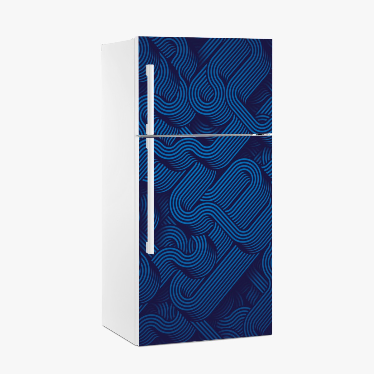 Fridge sticker deep blue abstract line pattern
