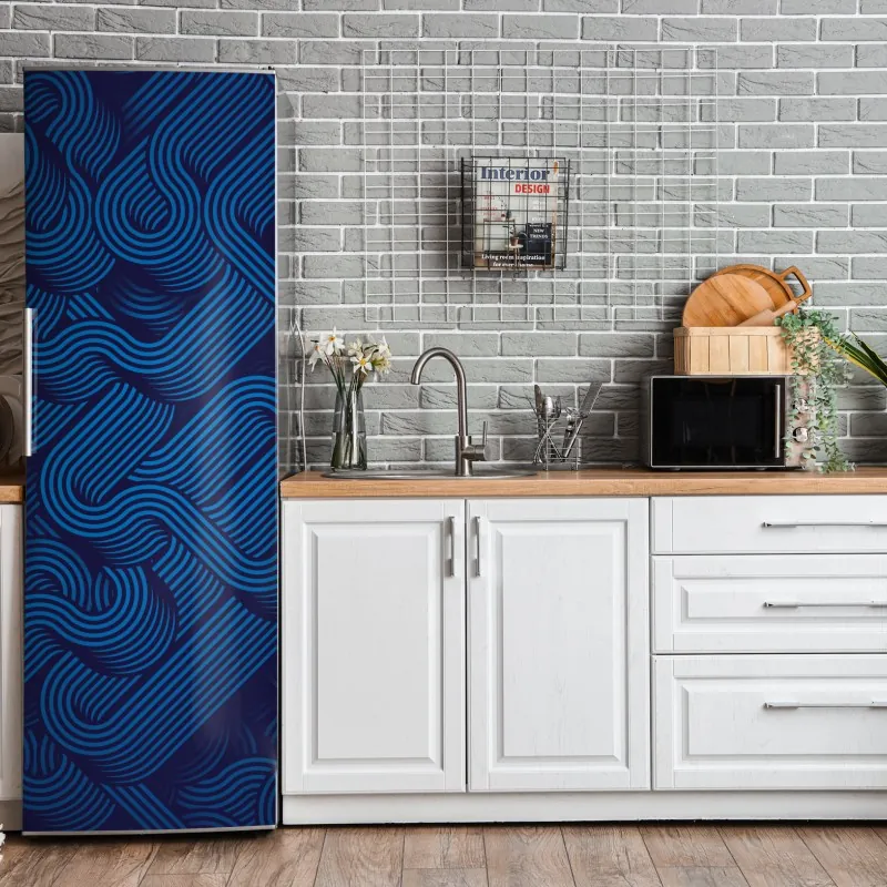 Naklejka na lodówkę turkusowo-złota abstrakcja płynna – Wallissimo®