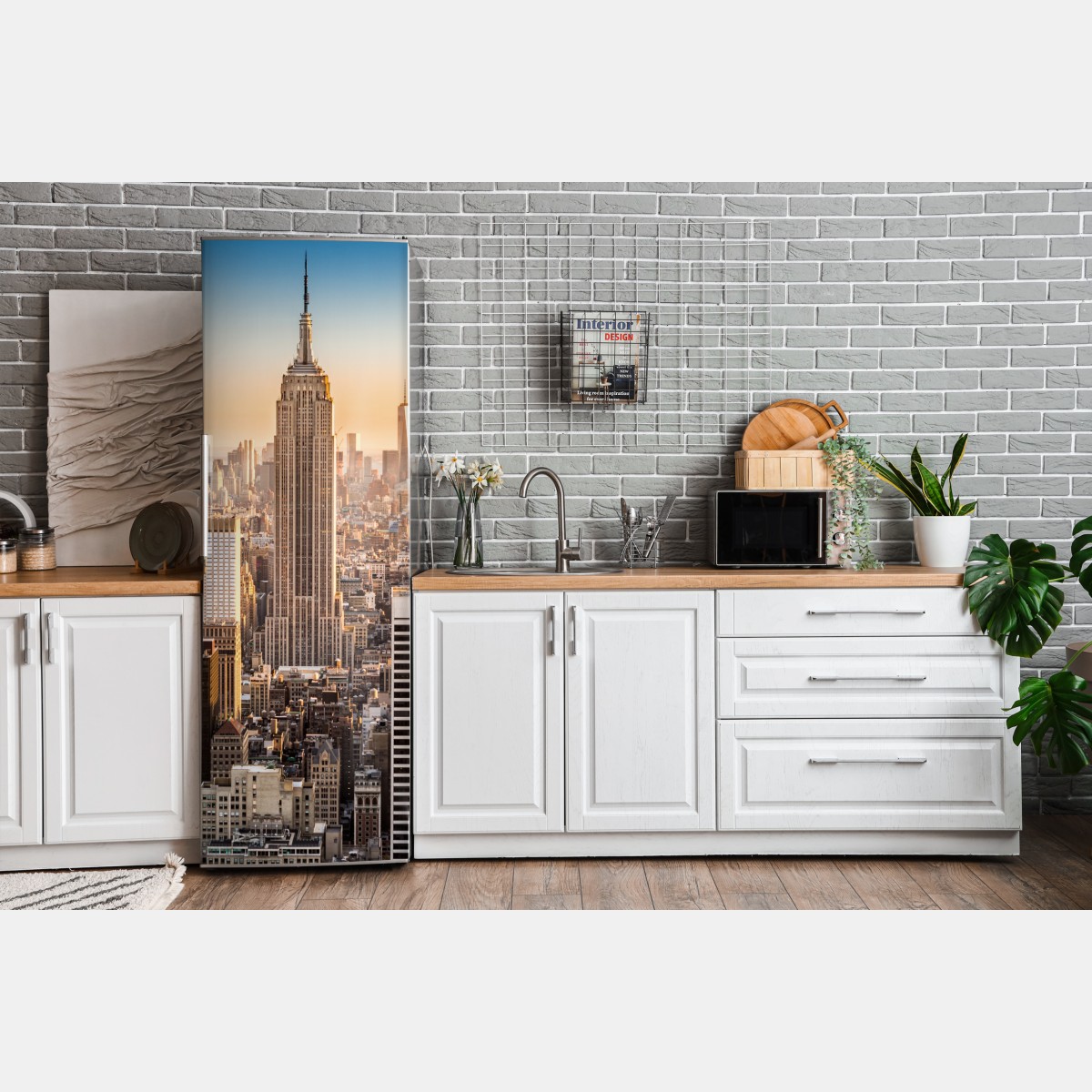 Naklejka na lodówkę Nowy Jork panorama miasta o zachodzie słońca – Wallissimo® Naklejka na lodówkę Nowy Jork panorama miasta o zachodzie słońca – Wallissimo®