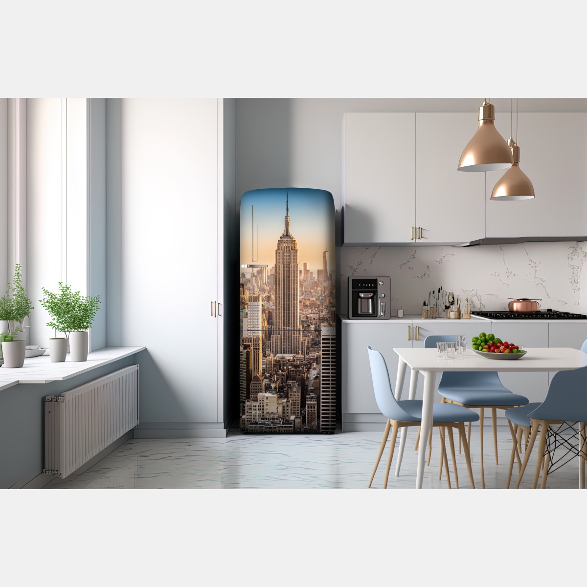 Naklejka na lodówkę Nowy Jork panorama miasta o zachodzie słońca – Wallissimo® Naklejka na lodówkę Nowy Jork panorama miasta o zachodzie słońca – Wallissimo®