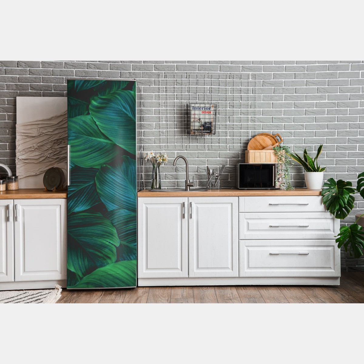 Naklejka na lodówkę bujne tropikalne liście – Wallissimo® Naklejka na lodówkę bujne tropikalne liście – Wallissimo®