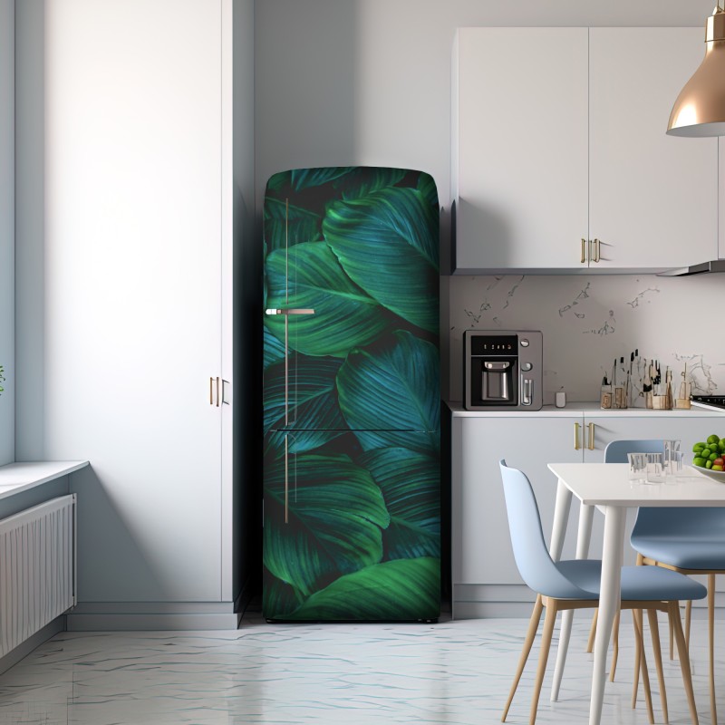 Naklejka na lodówkę bujne tropikalne liście – Wallissimo® Naklejka na lodówkę bujne tropikalne liście – Wallissimo®