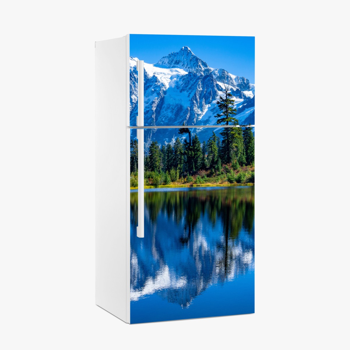 Fridge sticker majestic mountain reflection over alpine lake