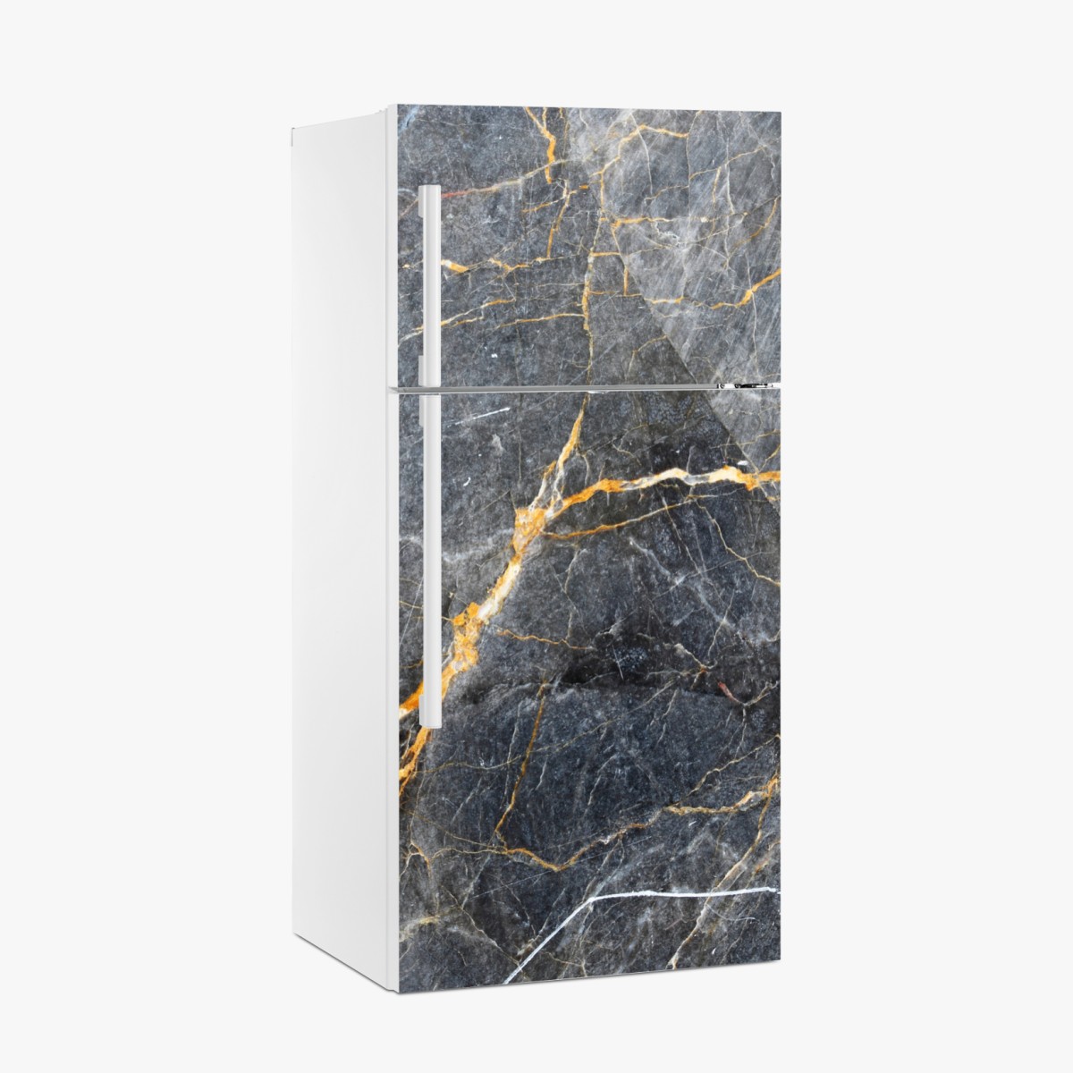 Fridge sticker dark gray marble with gold veins