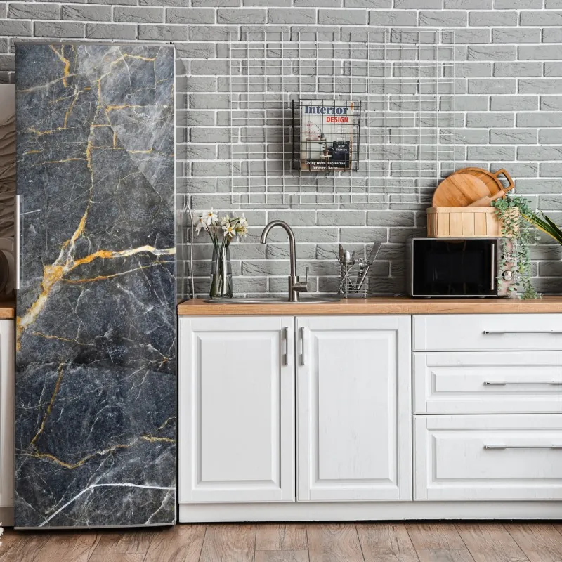 Naklejka na lodówkę wzór tropikalnych liści monstery – Wallissimo®