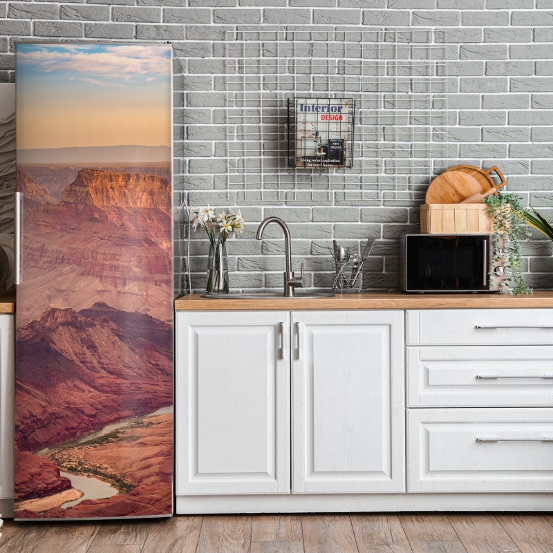 Naklejka na lodówkę turkusowo-złota abstrakcja płynna – Wallissimo®