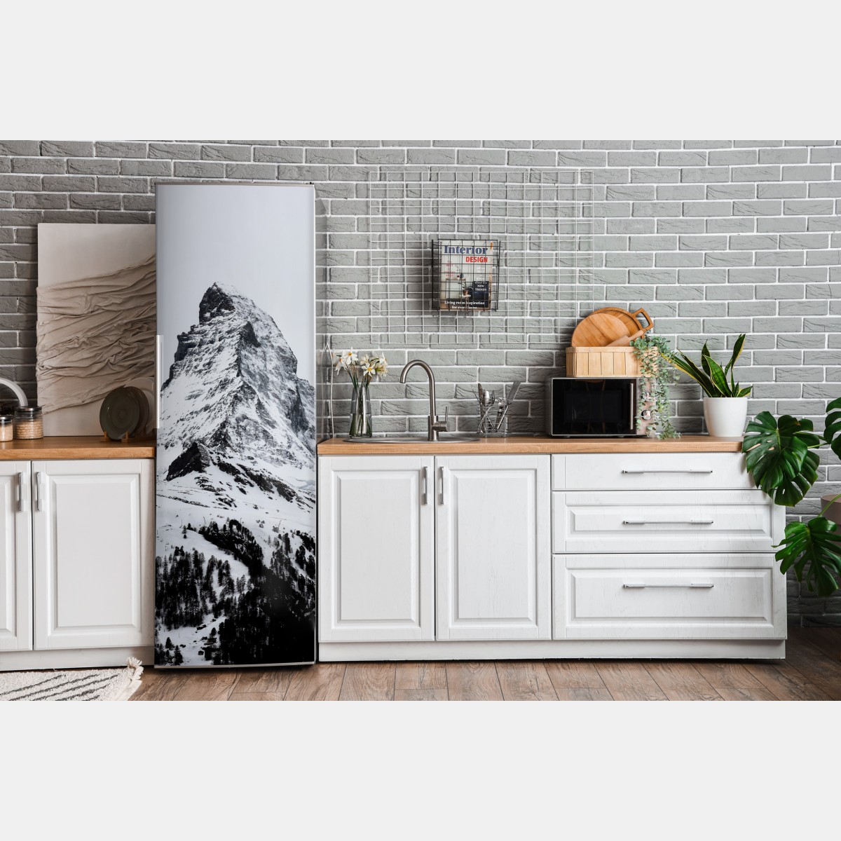 Naklejka na lodówkę samotny pokryty śniegiem szczyt górski – Wallissimo® Naklejka na lodówkę samotny pokryty śniegiem szczyt górski – Wallissimo®