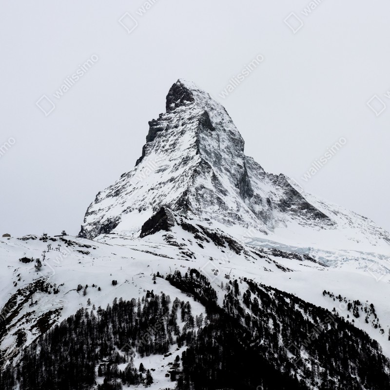 Naklejka na lodówkę samotny pokryty śniegiem szczyt górski – Wallissimo® Naklejka na lodówkę samotny pokryty śniegiem szczyt górski – Wallissimo®