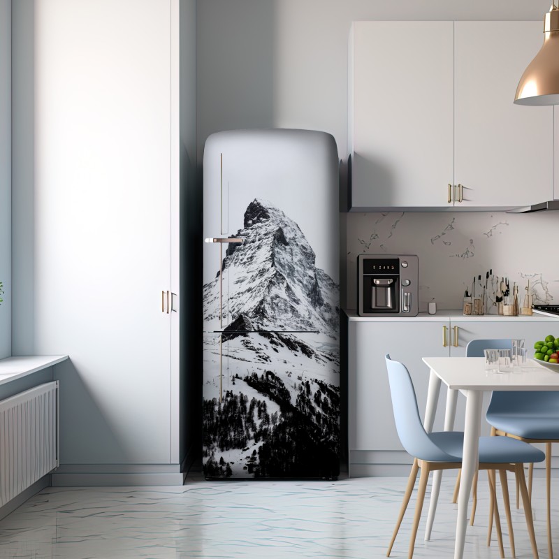 Naklejka na lodówkę samotny pokryty śniegiem szczyt górski – Wallissimo® Naklejka na lodówkę samotny pokryty śniegiem szczyt górski – Wallissimo®