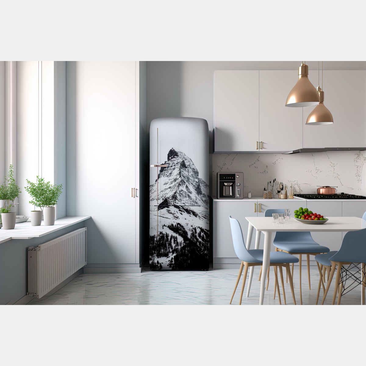 Naklejka na lodówkę samotny pokryty śniegiem szczyt górski – Wallissimo® Naklejka na lodówkę samotny pokryty śniegiem szczyt górski – Wallissimo®