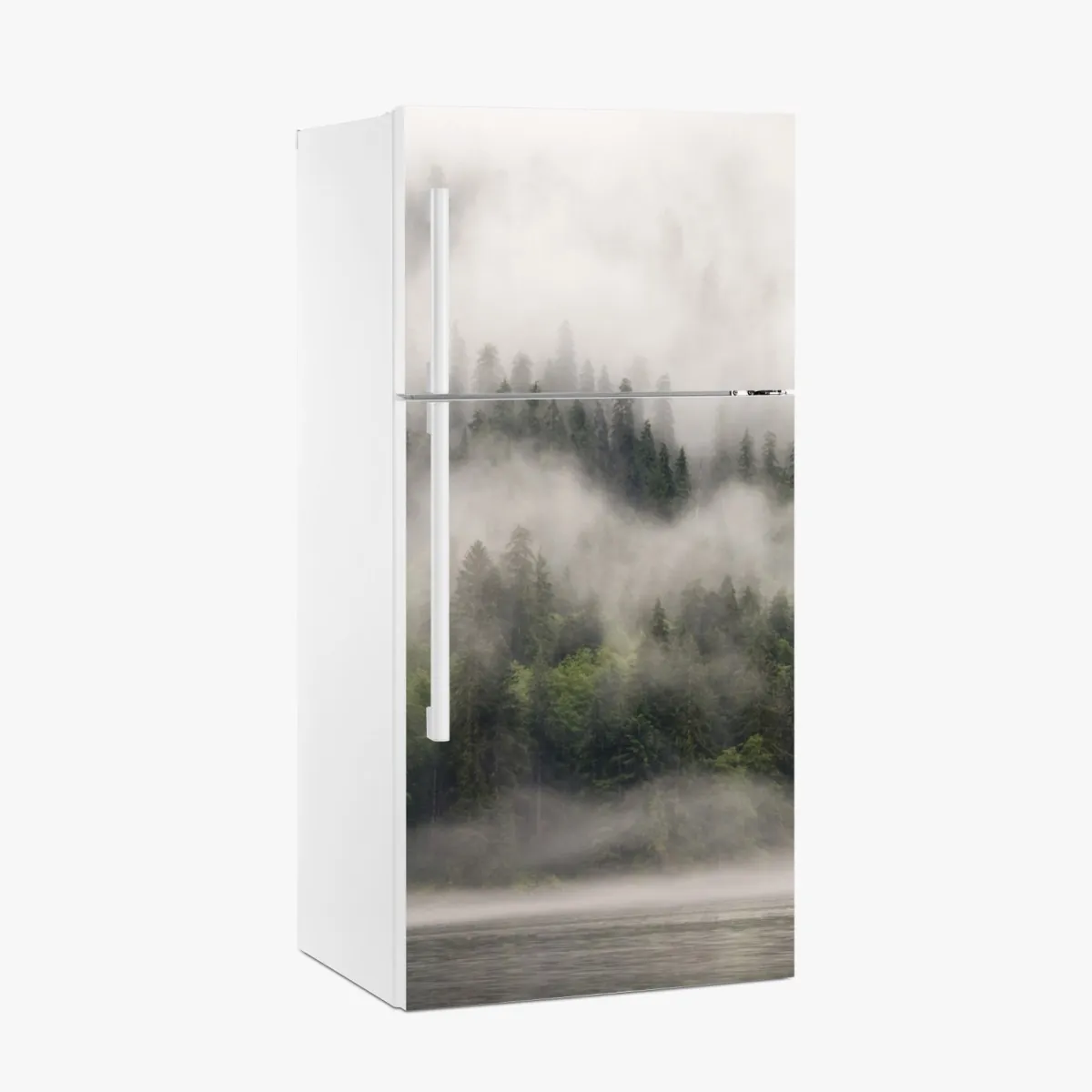 Naklejka na lodówkę mglisty las nad wybrzeżem, Kolumbia Brytyjska – Wallissimo® Naklejka na lodówkę mglisty las nad wybrzeżem, Kolumbia Brytyjska – Wallissimo®