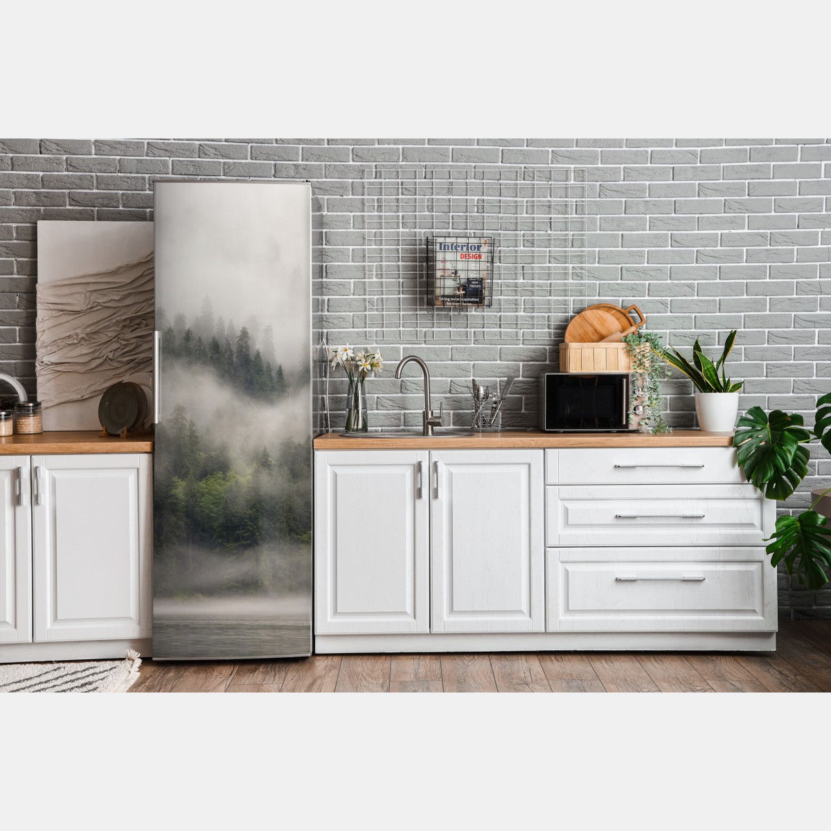 Naklejka na lodówkę mglisty las nad wybrzeżem, Kolumbia Brytyjska – Wallissimo® Naklejka na lodówkę mglisty las nad wybrzeżem, Kolumbia Brytyjska – Wallissimo®