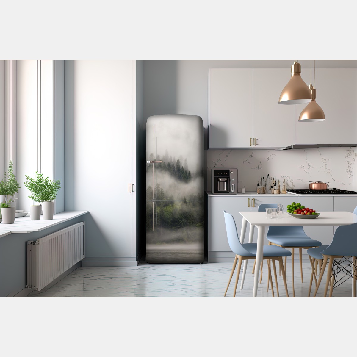 Naklejka na lodówkę mglisty las nad wybrzeżem, Kolumbia Brytyjska – Wallissimo® Naklejka na lodówkę mglisty las nad wybrzeżem, Kolumbia Brytyjska – Wallissimo®