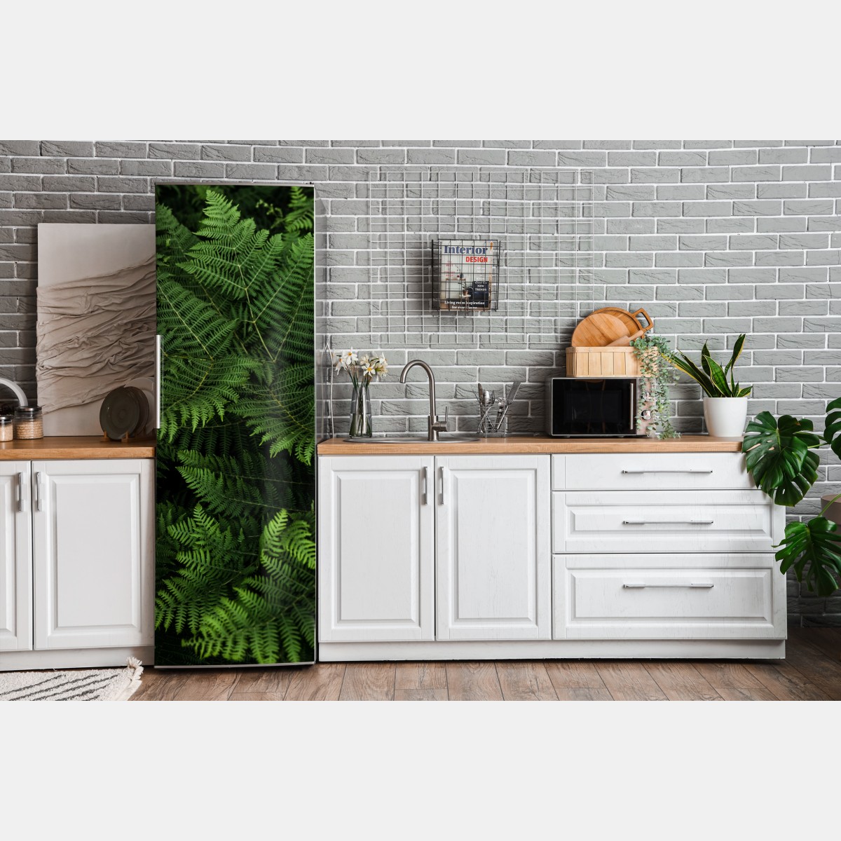 Naklejka na lodówkę bujna zielona paproć – Wallissimo® Naklejka na lodówkę bujna zielona paproć – Wallissimo®