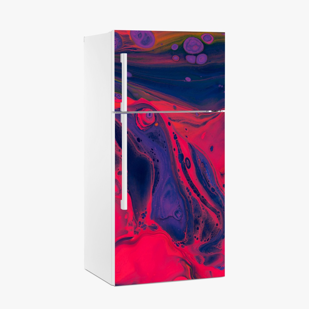 Fridge sticker vibrant pink abstract fluid art