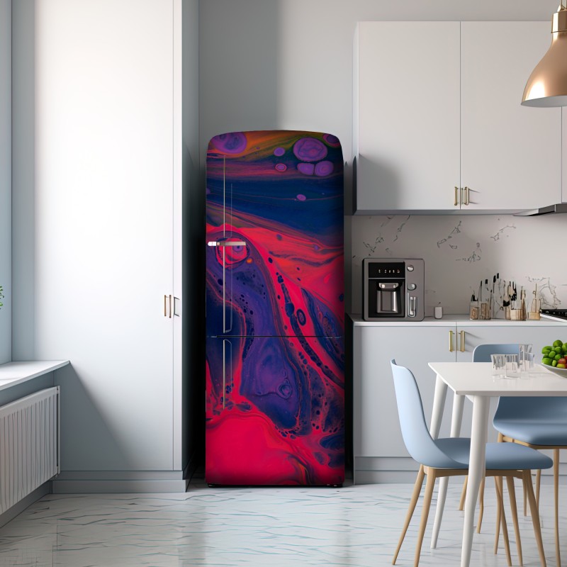 Naklejka na lodówkę żywa różowa abstrakcja płynna – Wallissimo® Naklejka na lodówkę żywa różowa abstrakcja płynna – Wallissimo®