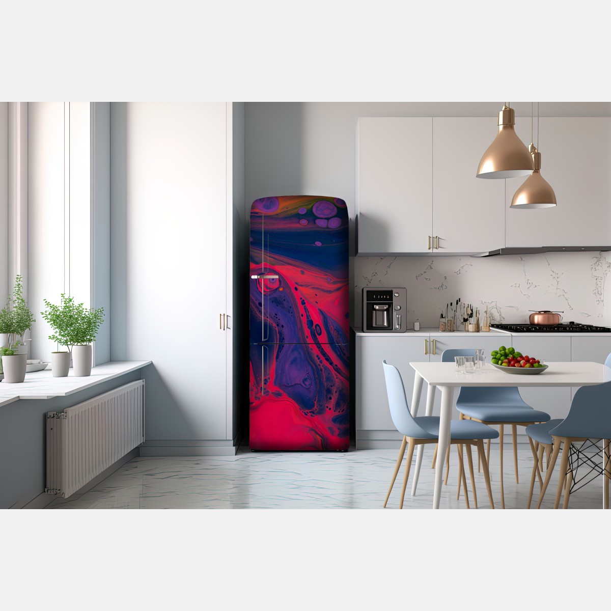 Naklejka na lodówkę żywa różowa abstrakcja płynna – Wallissimo® Naklejka na lodówkę żywa różowa abstrakcja płynna – Wallissimo®