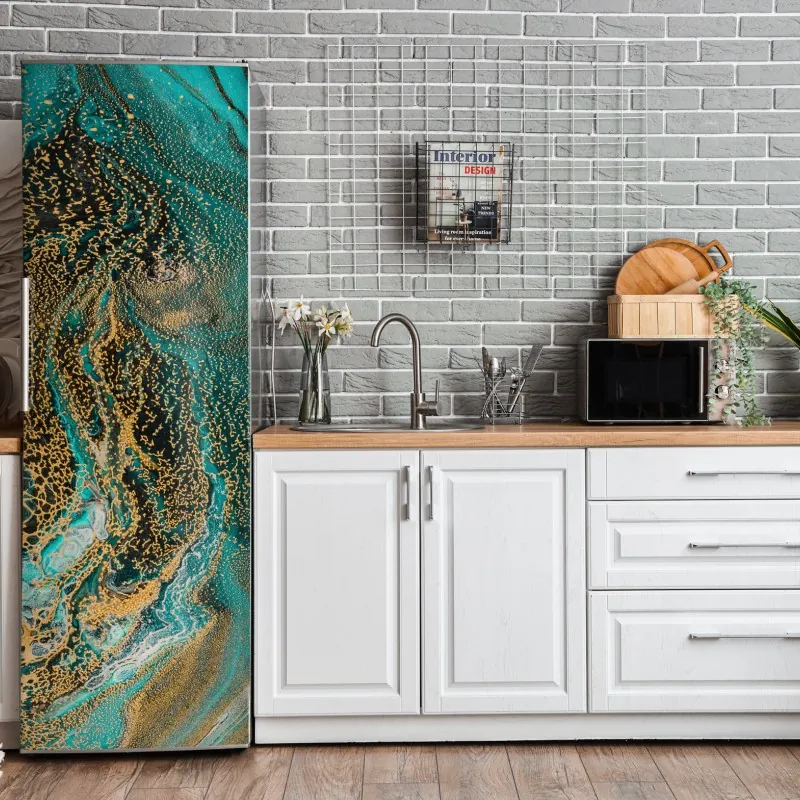 Naklejka na lodówkę elegancki szary wzór damasceński – Wallissimo®