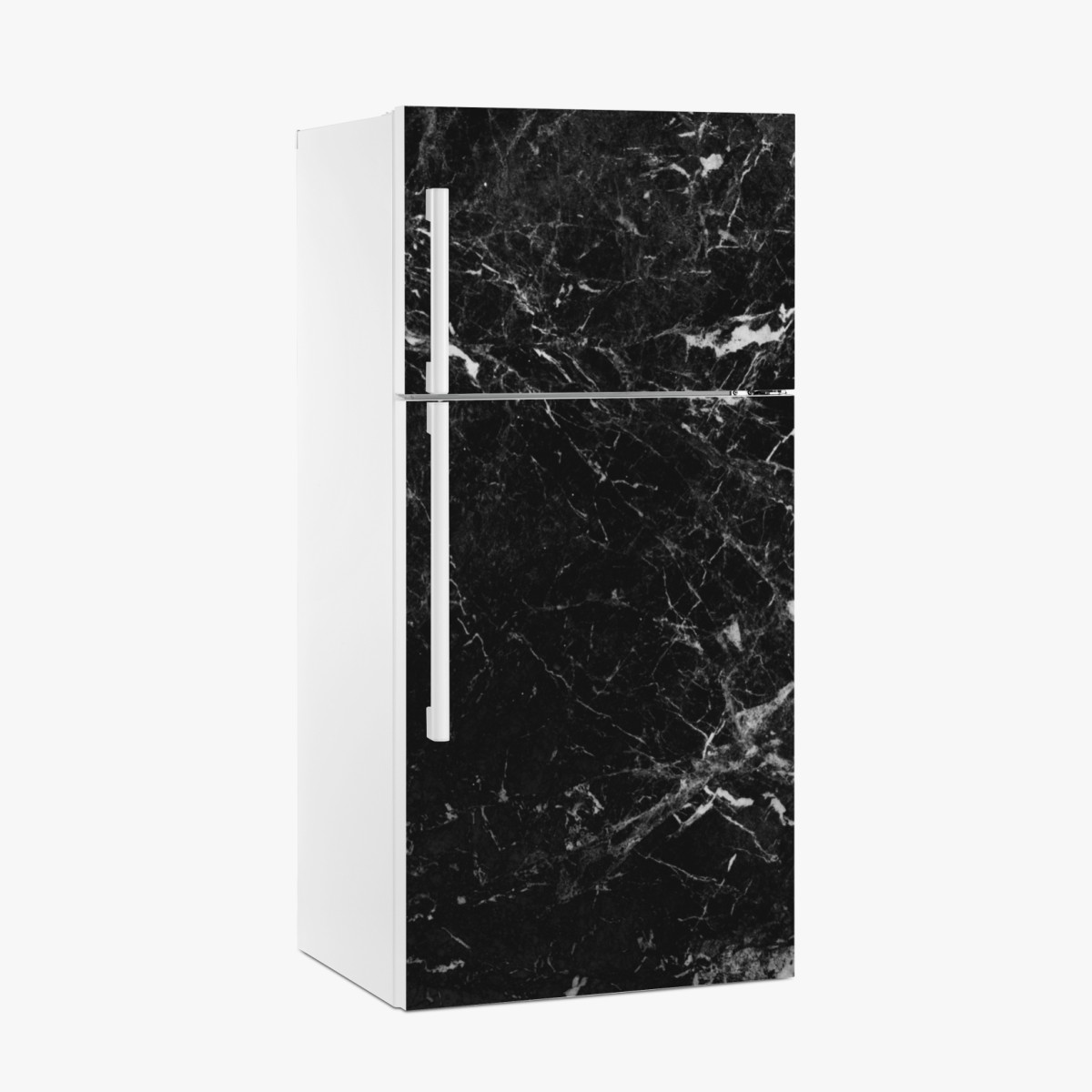 Fridge sticker black marble texture with white veins