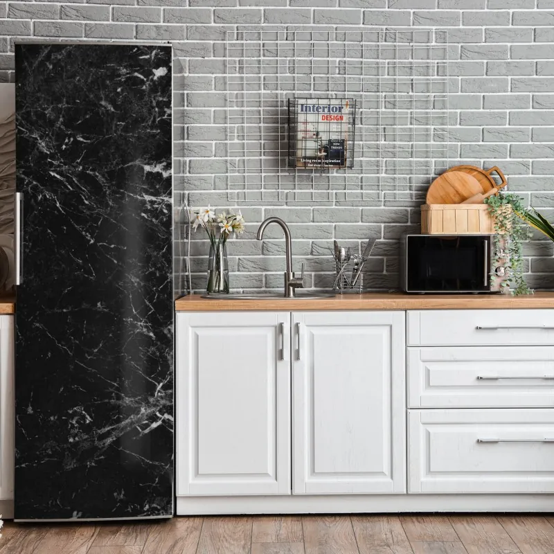 Naklejka na lodówkę delikatny rozproszony wzór kwiatowy na głębokim turkusie – Wallissimo®