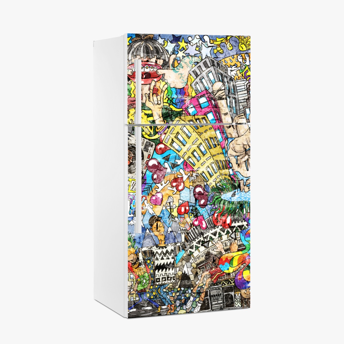 Fridge sticker colorful urban music mural collage