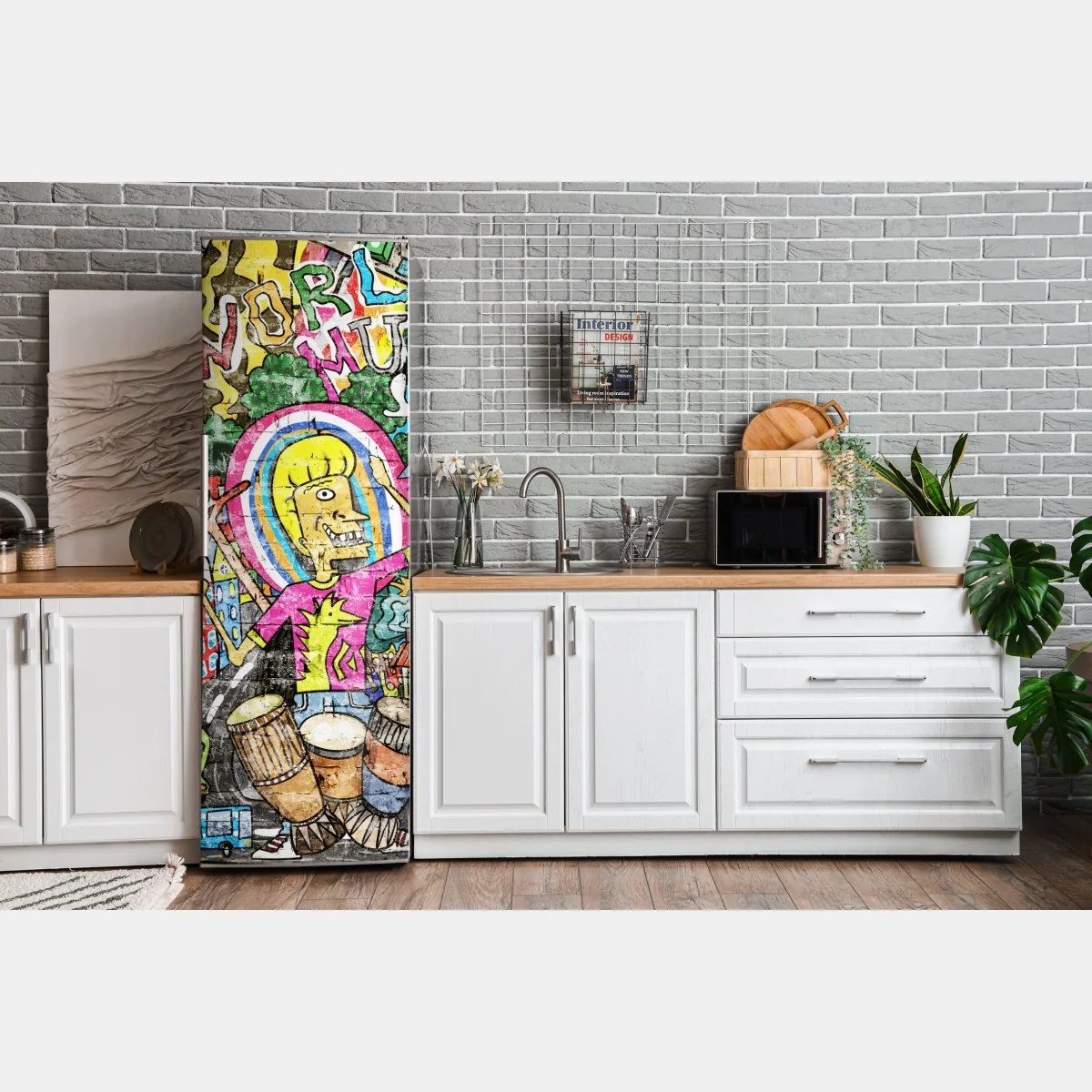 Naklejka na lodówkę kolorowy mural uliczny – Wallissimo® Naklejka na lodówkę kolorowy mural uliczny – Wallissimo®