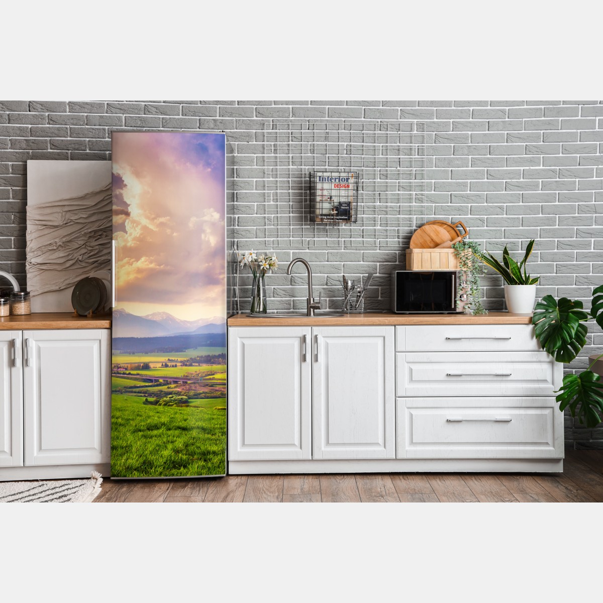 Naklejka na lodówkę panorama wiosennej doliny górskiej, Tatry Słowacja – Wallissimo® Naklejka na lodówkę panorama wiosennej doliny górskiej, Tatry Słowacja – Wallissimo®