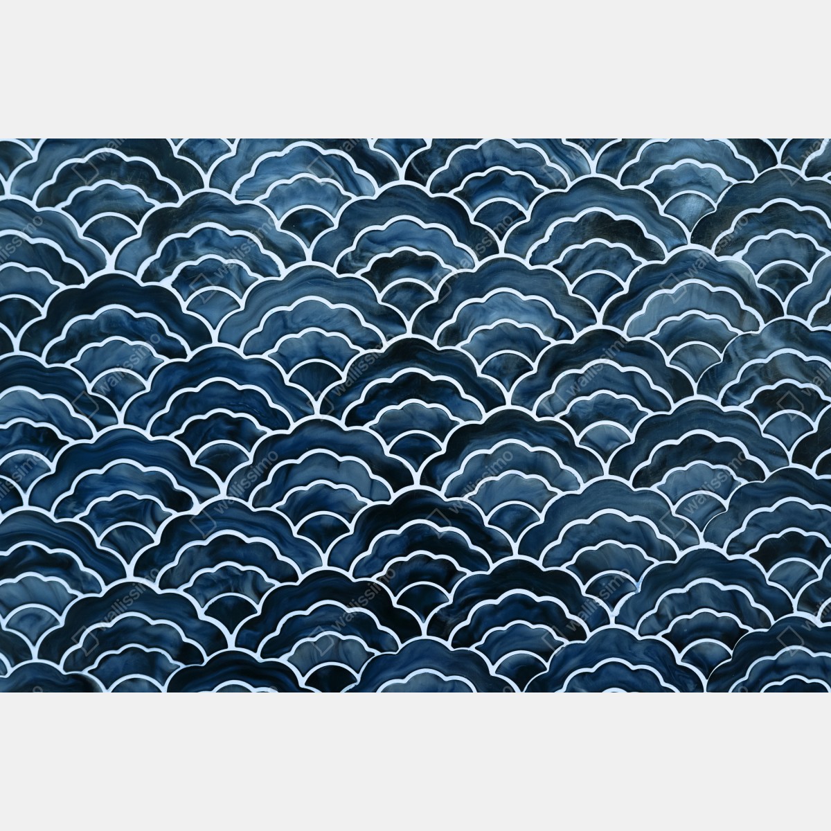 Naklejka na lodówkę japoński niebieski wzór seigaiha – Wallissimo® Naklejka na lodówkę japoński niebieski wzór seigaiha – Wallissimo®